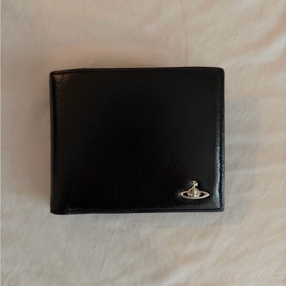 Vivienne Westwood Black Leather Card Holder with Silver Logo